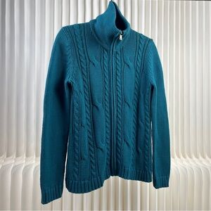Talbots Teal Cable Knit Sweater